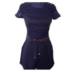 Marilyn Monroe Juniors- Cutout Drawstring Romper